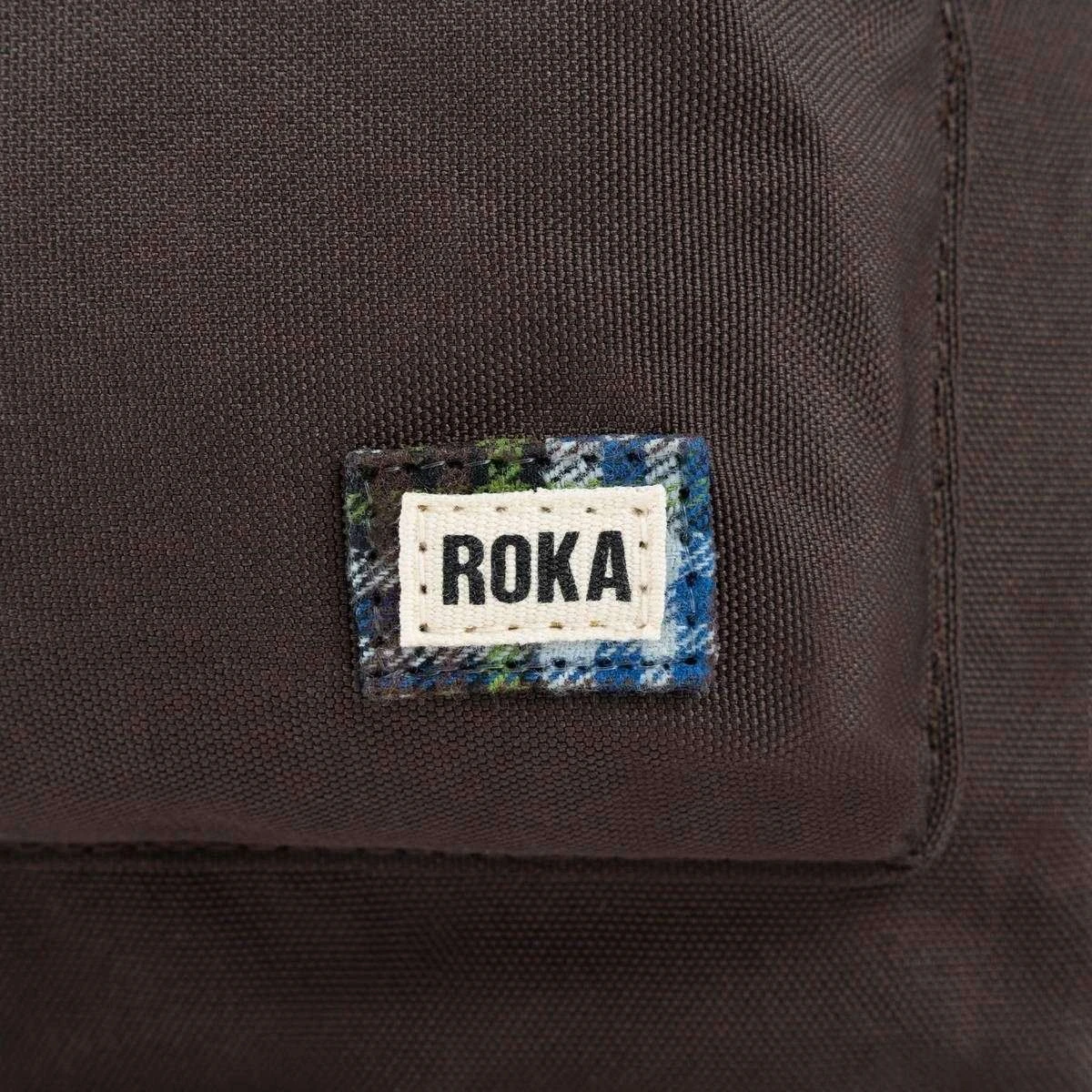 Roka Bantry B Small Sustainable Canvas Flannel Backpack - Dark Chocolate Brown - Image 6