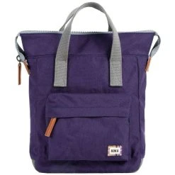 Roka Bantry B Small Sustainable Canvas Flannel Backpack - Deep Grape Purple