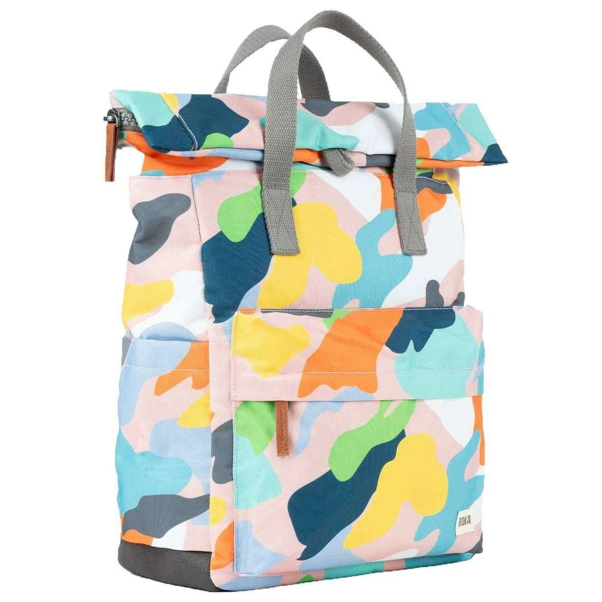 Roka Canfield B Medium Mellow Camo Sustainable Canvas Backpack - White/Blue/Orange - Image 3