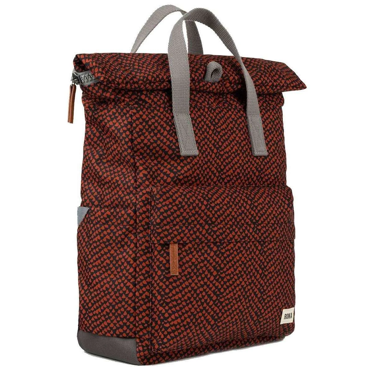Roka Canfield B Medium Snake Print Sustainable Canvas Backpack - Ginger Orange - Image 4