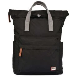 Roka Canfield B Medium Sustainable Canvas Flannel Backpack - Black