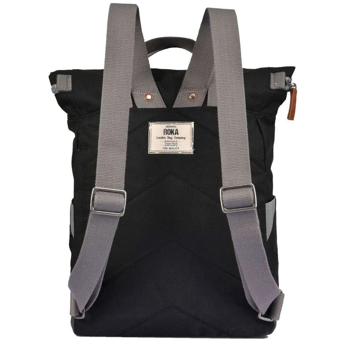 Roka Canfield B Medium Sustainable Canvas Flannel Backpack - Black - Image 2