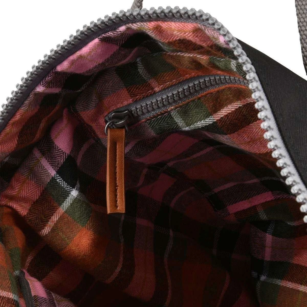 Roka Canfield B Medium Sustainable Canvas Flannel Backpack - Black - Image 3