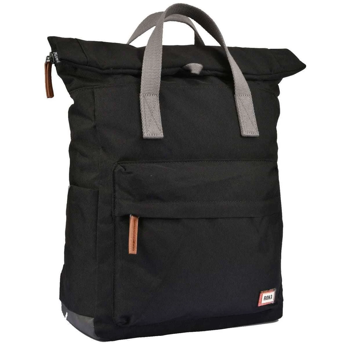 Roka Canfield B Medium Sustainable Canvas Flannel Backpack - Black - Image 4