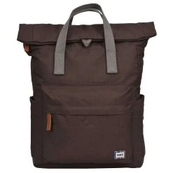 Roka Canfield B Medium Sustainable Canvas Flannel Backpack - Dark Chocolate Brown