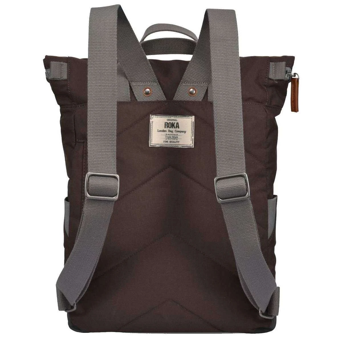 Roka Canfield B Medium Sustainable Canvas Flannel Backpack - Dark Chocolate Brown - Image 2