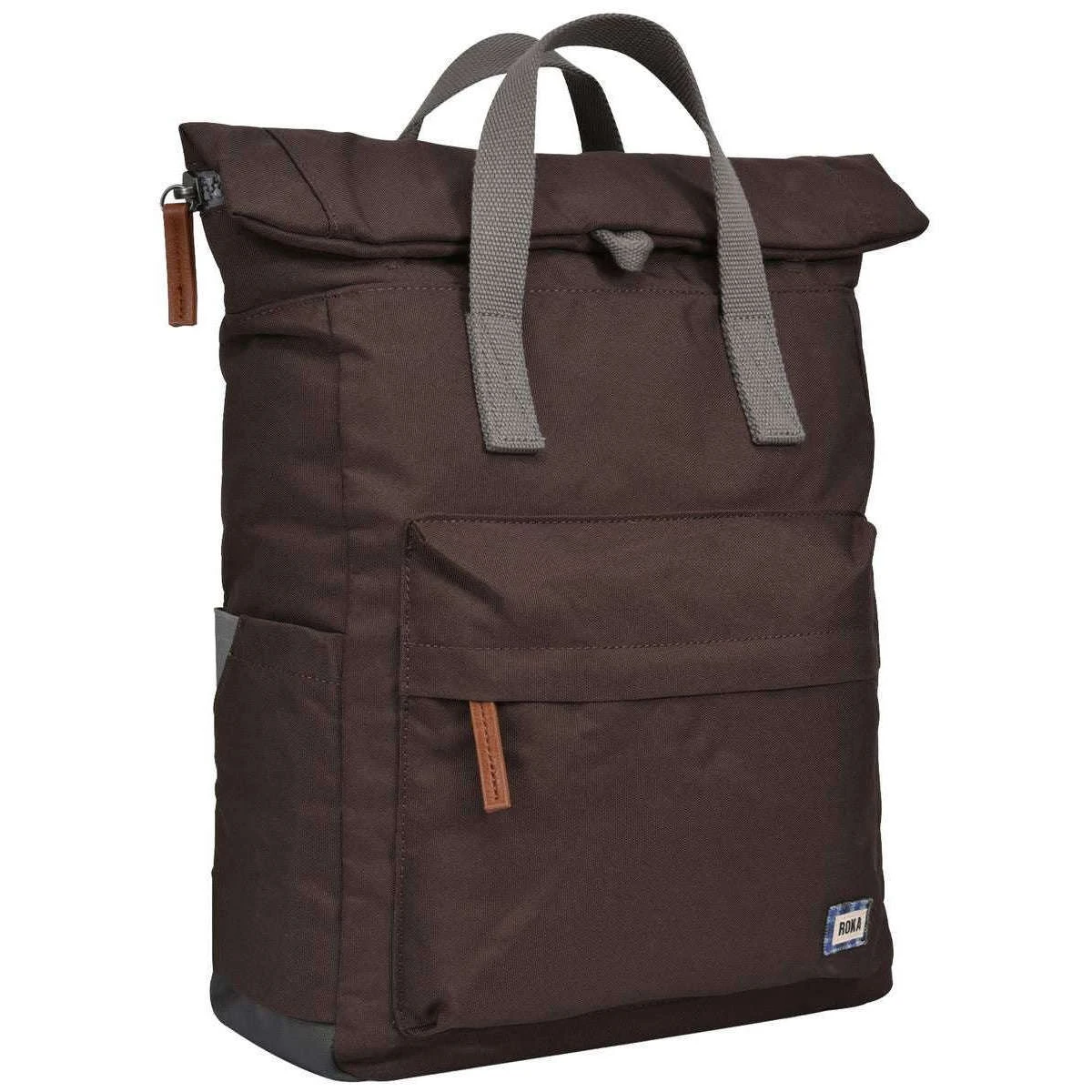 Roka Canfield B Medium Sustainable Canvas Flannel Backpack - Dark Chocolate Brown - Image 4
