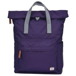 Roka Canfield B Medium Sustainable Canvas Flannel Backpack - Deep Grape Purple