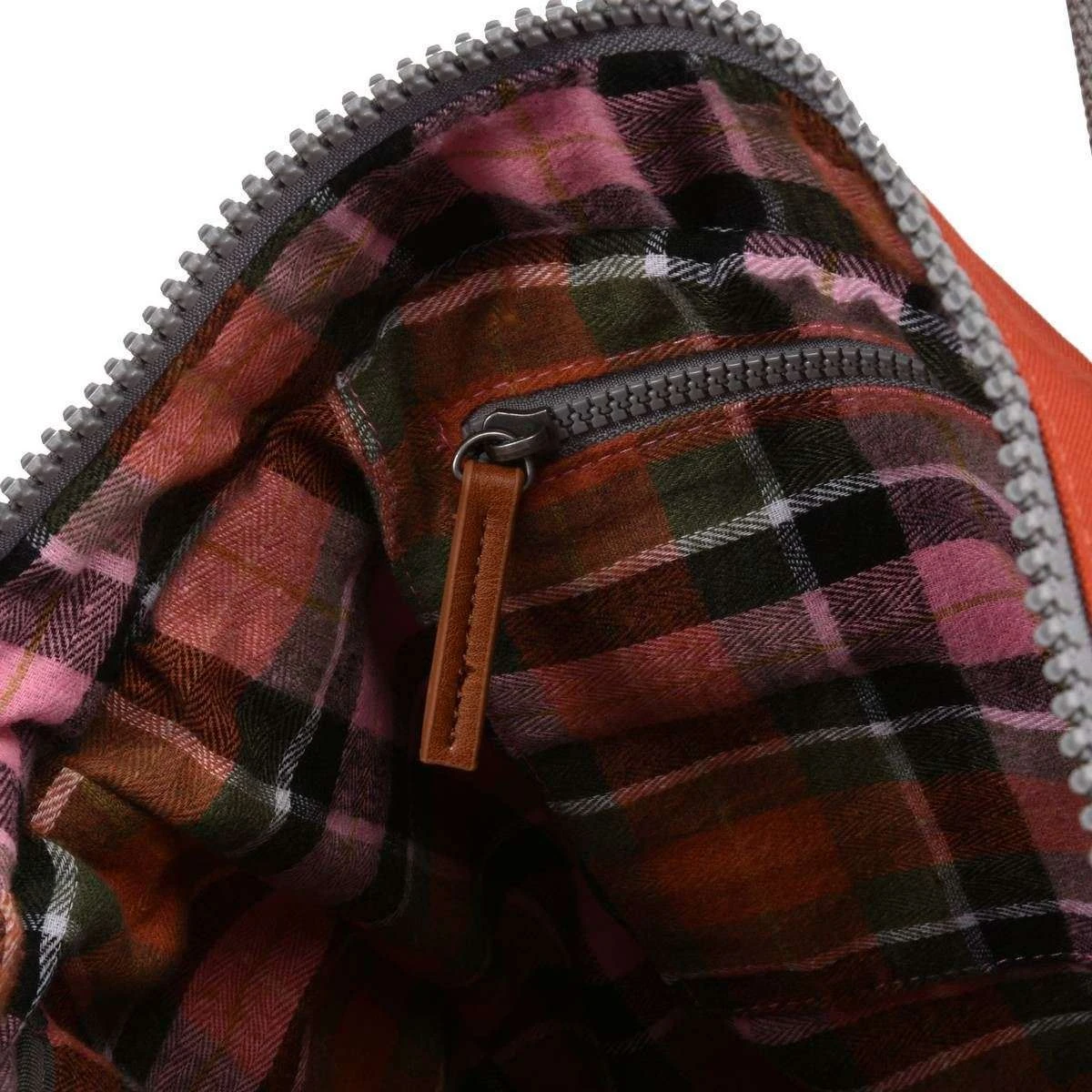 Roka Canfield B Medium Sustainable Canvas Flannel Backpack - Ginger Orange - Image 3