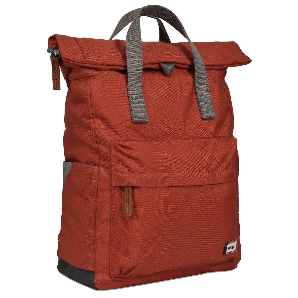 Roka Canfield B Medium Sustainable Canvas Flannel Backpack - Ginger Orange - Image 4