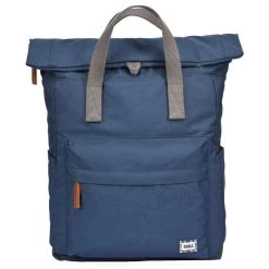 Roka Canfield B Medium Sustainable Canvas Flannel Backpack - Pacific Blue