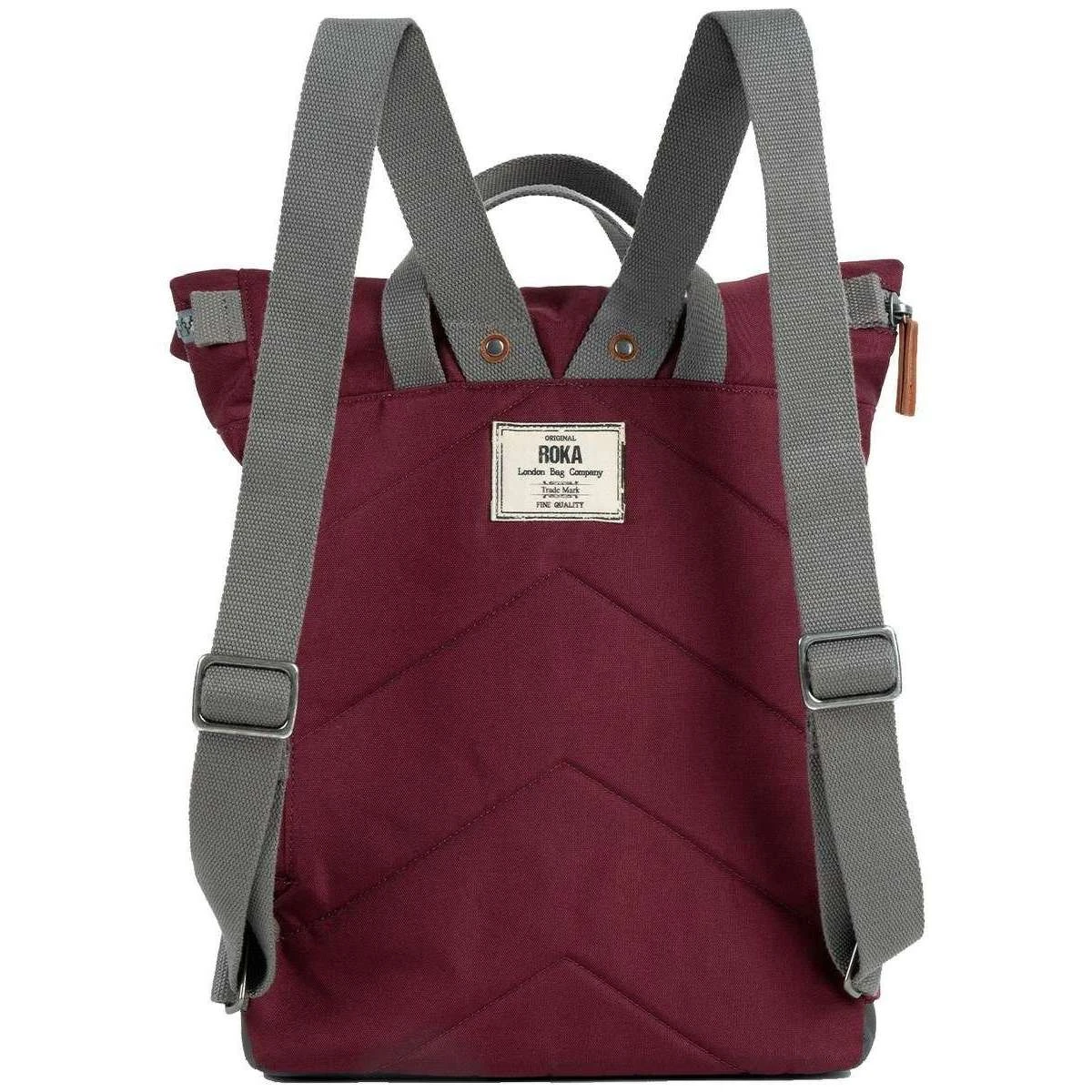 Roka Canfield B Medium Sustainable Canvas Flannel Backpack - Port Red - Image 2