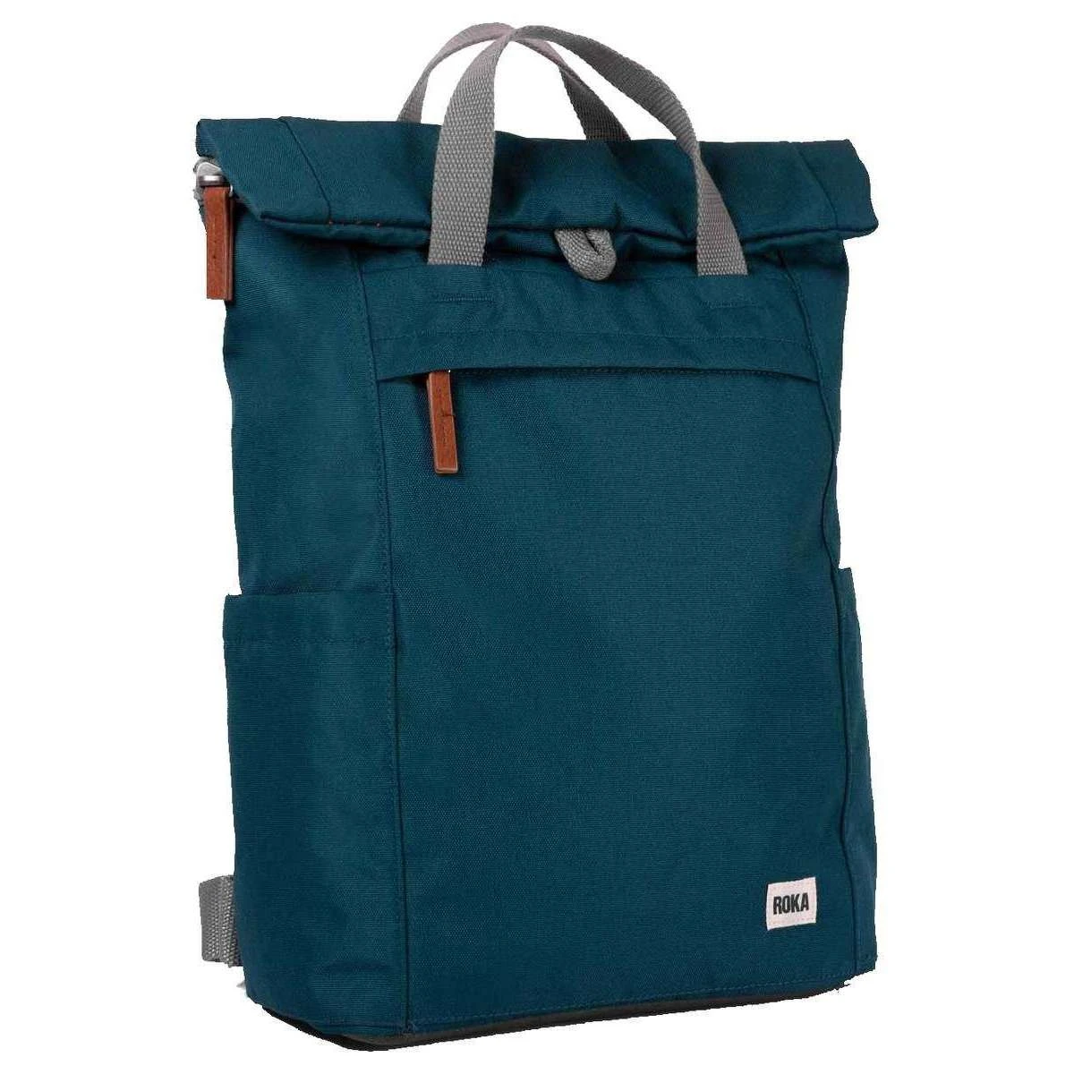 Roka Finchley A Medium Sustainable Canvas Backpack - Teal - Image 4