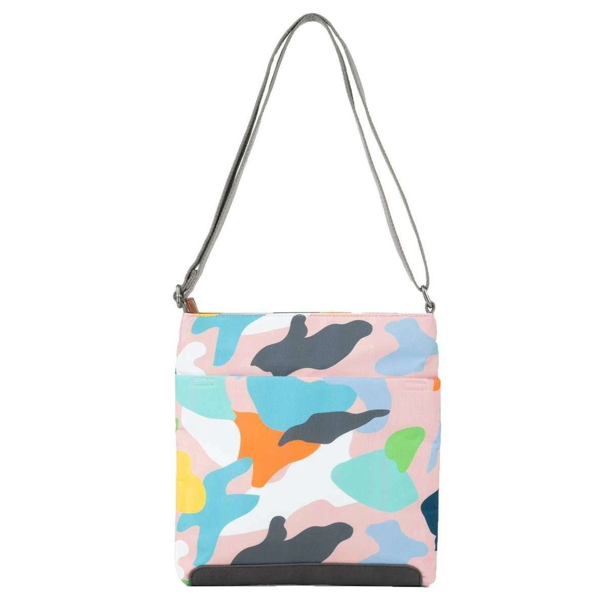 Roka Kennington B Medium Mellow Camo Sustainable Canvas Cross Body Bag - White/Blue/Orange - Image 2