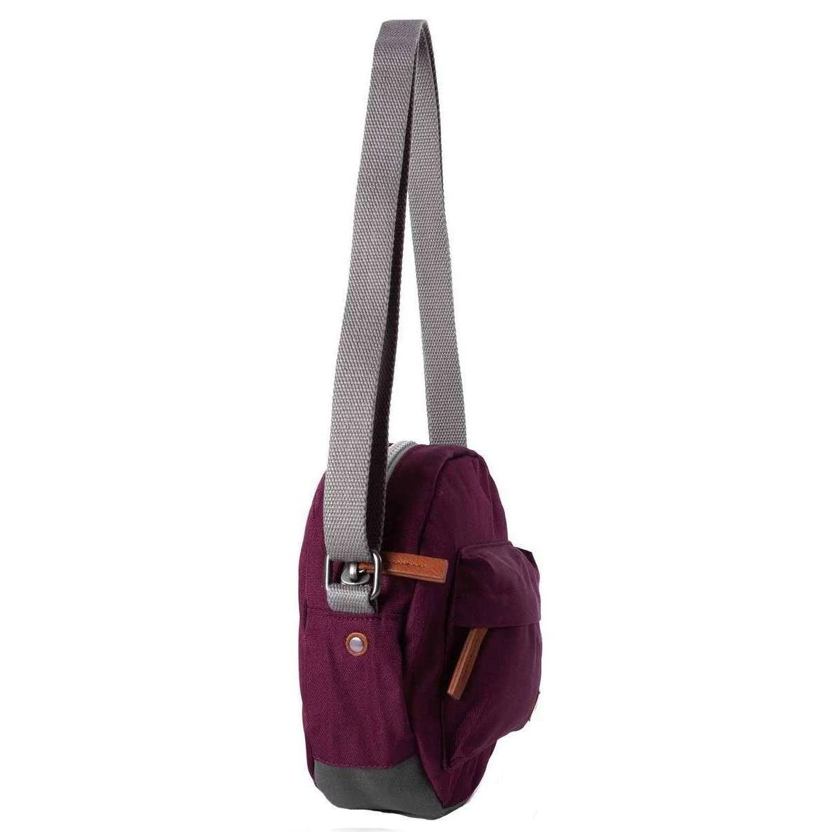 Roka Paddington B Small Sustainable Canvas Crossbody Bag - Sienna Burgundy - Image 3