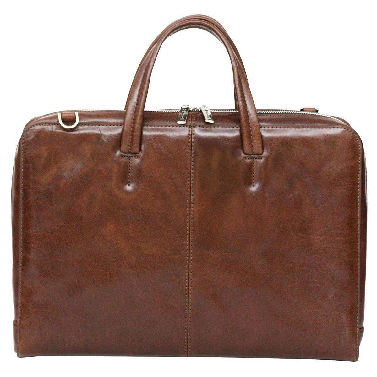 San Babila Gusseted Briefcase Folder - Dark Brown