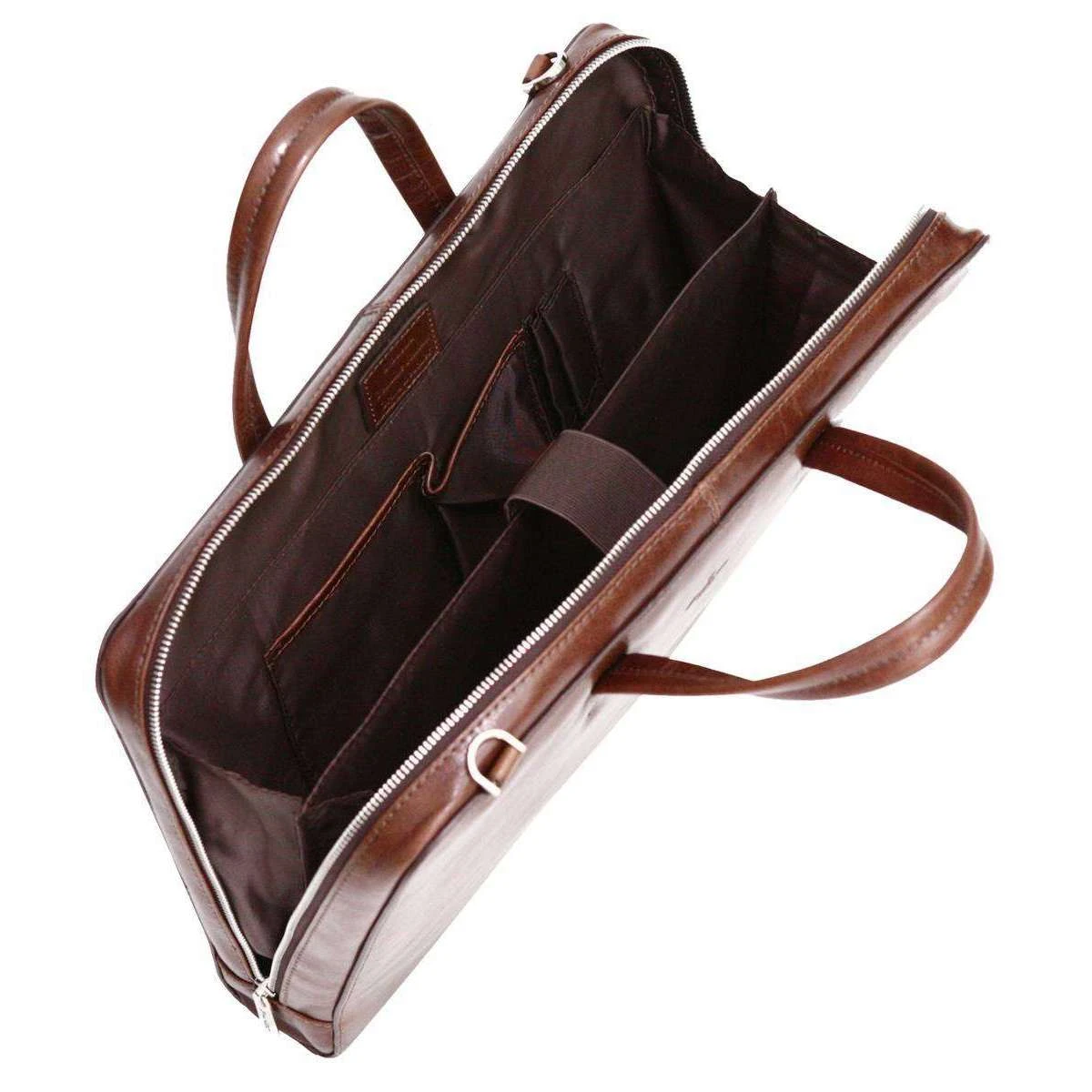 San Babila Gusseted Briefcase Folder - Dark Brown - Image 2