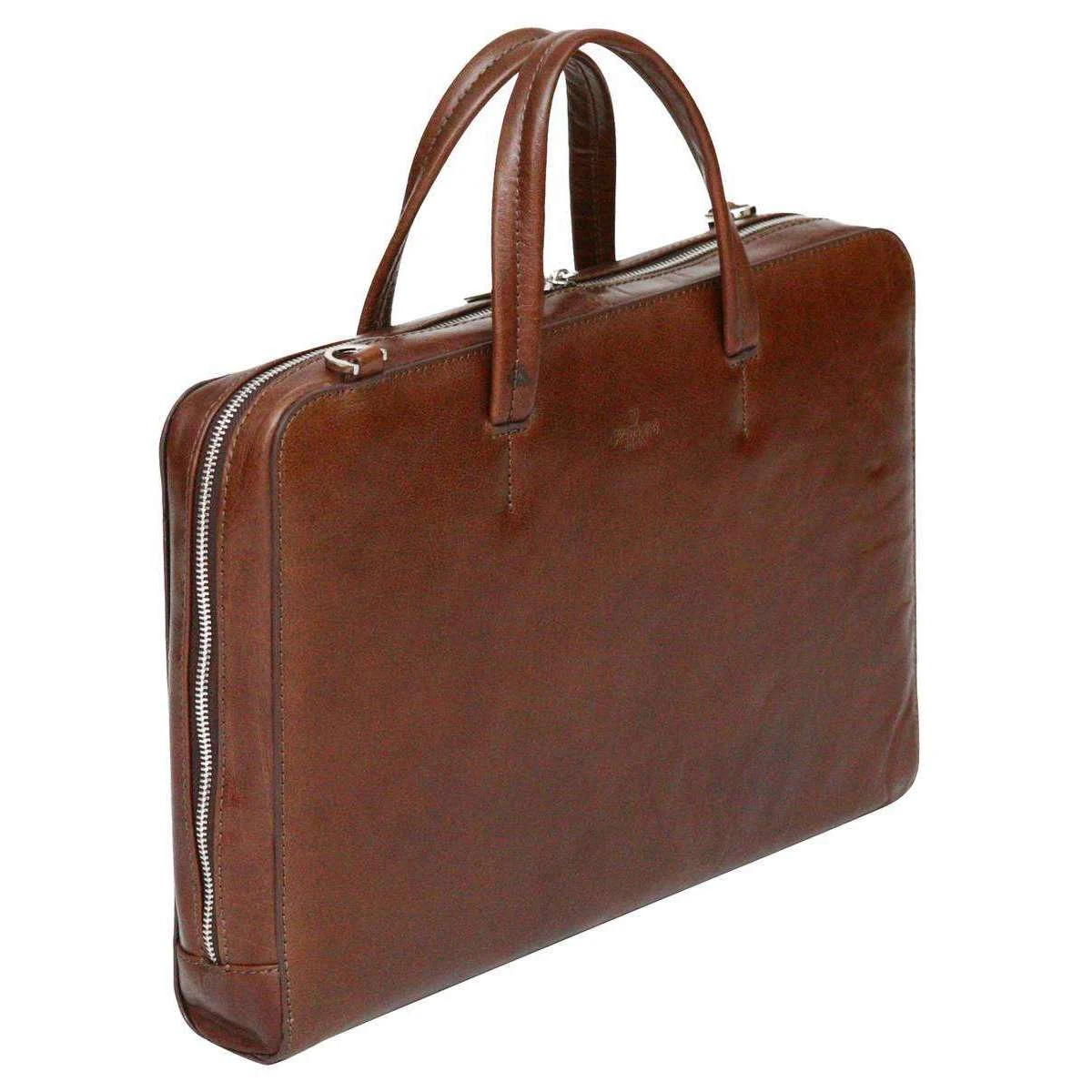 San Babila Gusseted Briefcase Folder - Dark Brown - Image 3