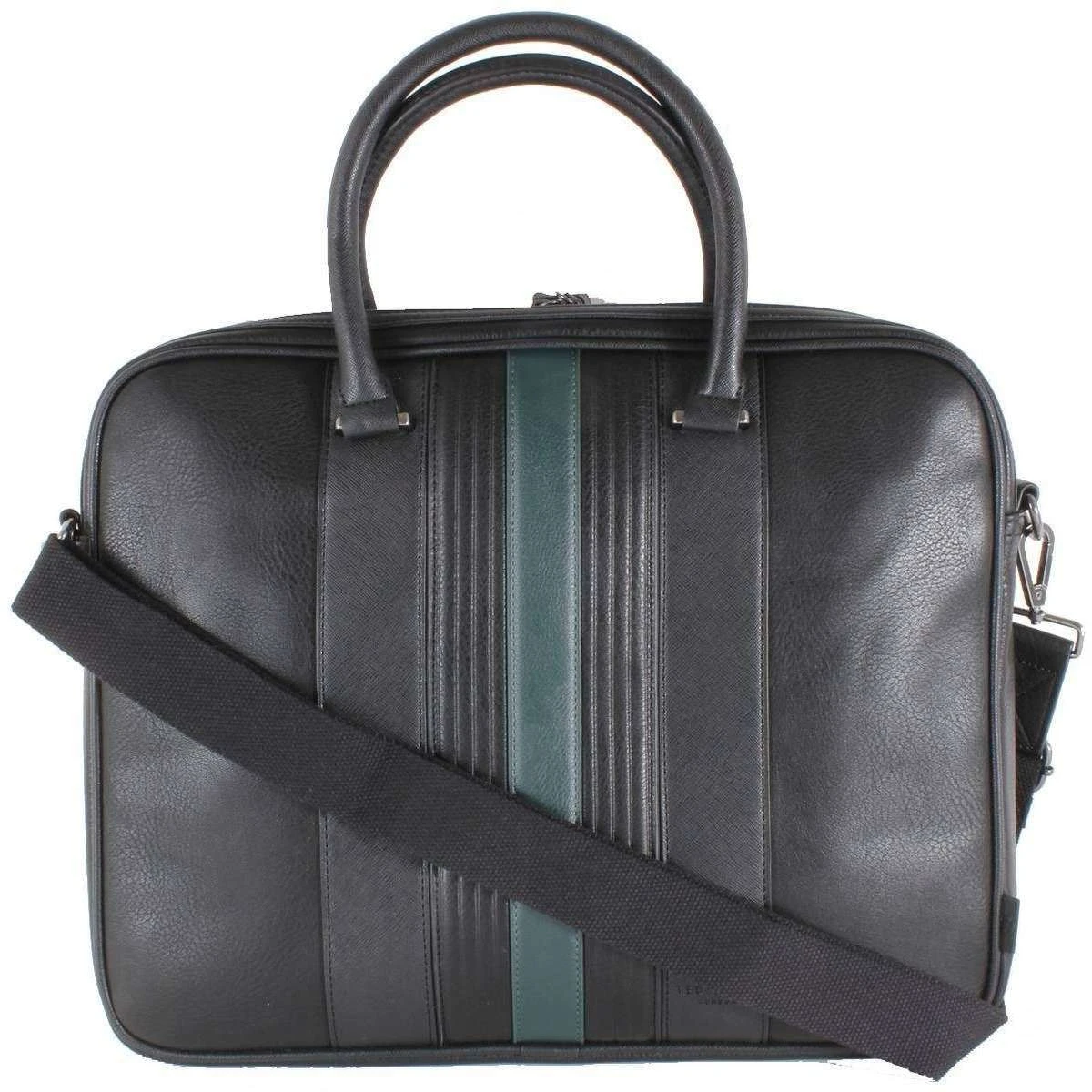 Ted Baker Nevver Striped Document Bag - Black - Image 6